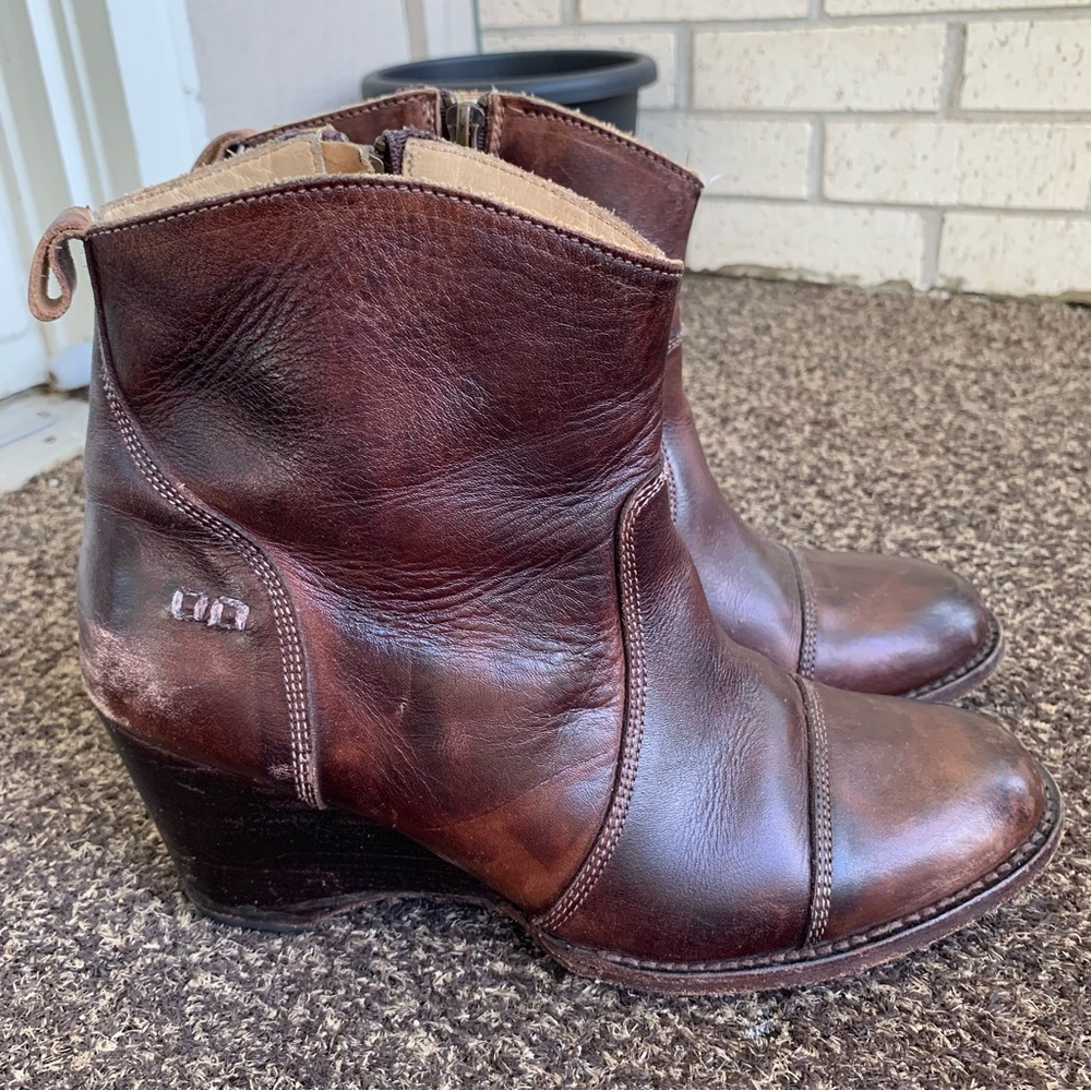 Bed Stu Leather Wedge Ankle Boot 10